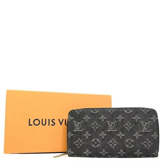 LOUIS VUITTON Zippy Round Long Wallet Monogram Denim Leather Blue - Picture 1 of 15